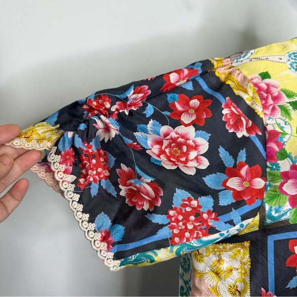 Johnny Was 100% Silk Japer Flower Mai Tunic Popover Boho Top Size M BNWT! - Picture 7 of 13